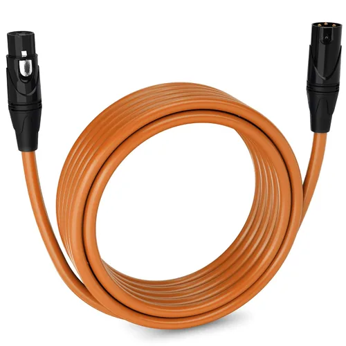 Vista 154 de LyxPro Cable de micrófono XLR hembra a macho de ángulo recto de 3 pines de 1.5 pies para altavoces amplificados, interfaz de audio, rendimiento
