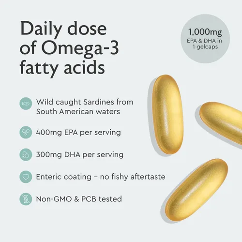 Vista 2 de Alaya Naturals - Aceite de pescado Omega 3, 1000 mcg, 60 cápsulas blandas, sin OMG, sin regusto a pescado