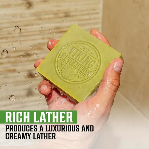 Vista 7 de Viking Revolution Jabón natural de bergamota para hombres, barra de jabón para hombre con aceites esenciales prensado en frío para hombres, jabón