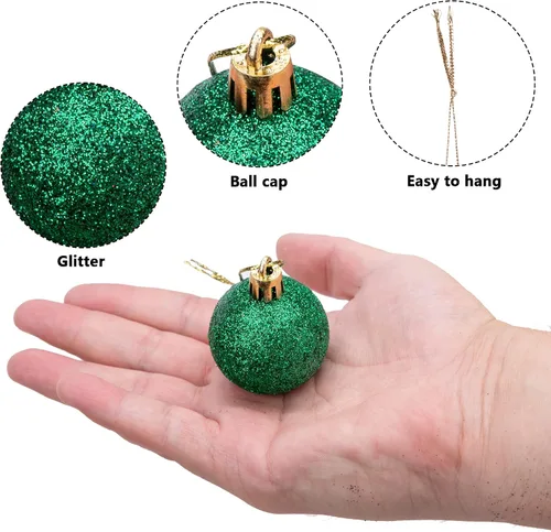Vista 3 de Deloky 24 bolas de adorno de Halloween con purpurina, bolas colgantes inastillables de Halloween de 1.6 pulgadas, adornos brillantes de árbol negro