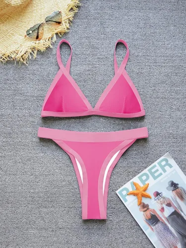 Vista 4 de swimall - Conjunto de Bikini Triangular para Mujer Sexy Brasileño Deportivo de Dos Piezas Traje de Baño Lindo