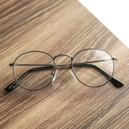 Vista 3 de Pro Acme Clásico marco redondo de metal transparente para lentes unisex (Gunmetal)