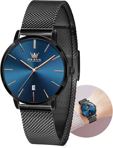 Vista 13 de OLEVS Reloj para mujer con malla, relojes analógicos de cuarzo para mujer con fecha, relojes clásicos de vestir para mujer, reloj de pulsera