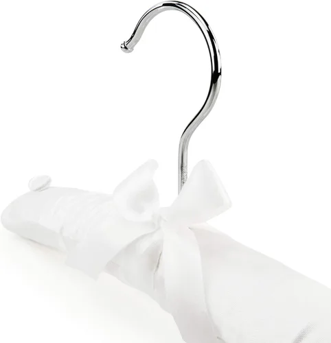 Vista 4 de HANGERWORLD Paquete de 3 perchas acolchadas de satén para niños pequeños, perchas acolchadas de 11.8 pulgadas, color blanco suave, para bebés, niños
