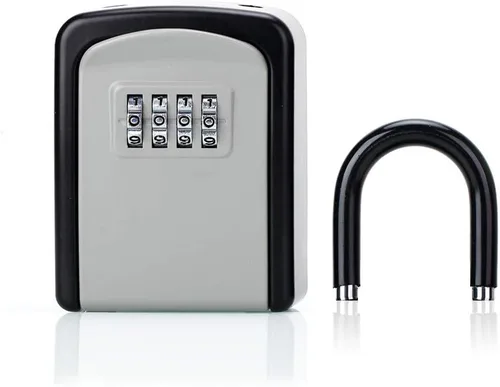 Vista 7 de Caja de cerradura de llave, caja de bloqueo de combinación con código para almacenamiento de llaves de casa, casillero combinado de puerta