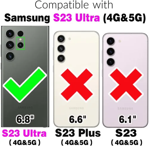 Vista 2 de Asuwish Funda para teléfono Samsung Galaxy S23 Ultra 5G con protector de pantalla de vidrio templado y soporte, accesorios móviles híbridos Violeta