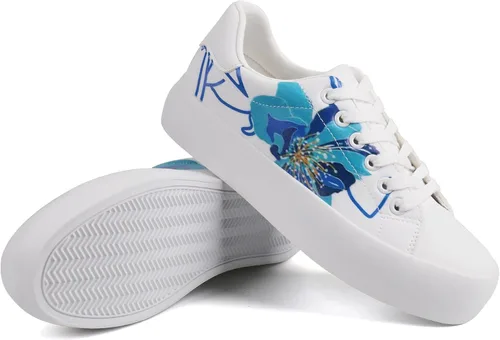 Vista 3 de JABASIC Zapatos deportivos de plataforma con cordones y estampado floral para mujer