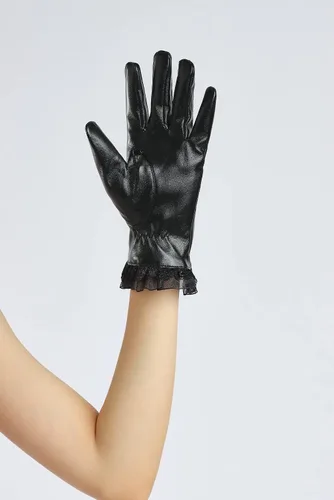 Vista 47 de Sahabowi Guantes de cuero para clima frío Manopla de lana cálida de invierno para mujeres