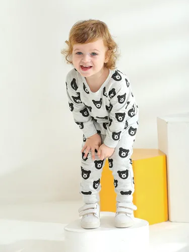Vista 25 de Ropa de bebé niño niño manga larga con estampado de oso + pantalones deportivos