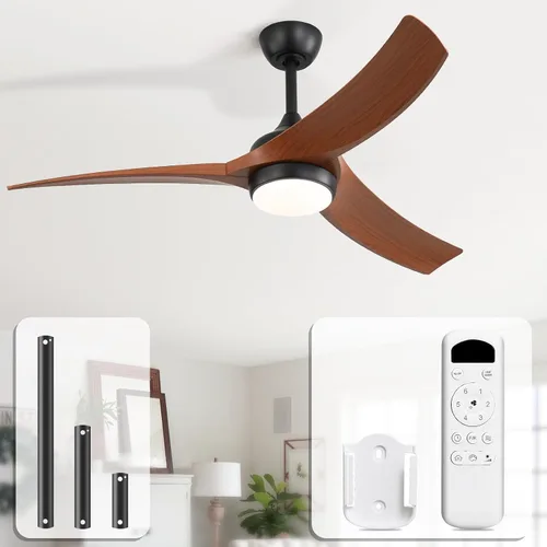 Vista 10 de Sofucor Ventilador de techo inteligente de 52 pulgadas, funciona con aplicación/Alexa/Google, ventilador de techo negro para exteriores con control