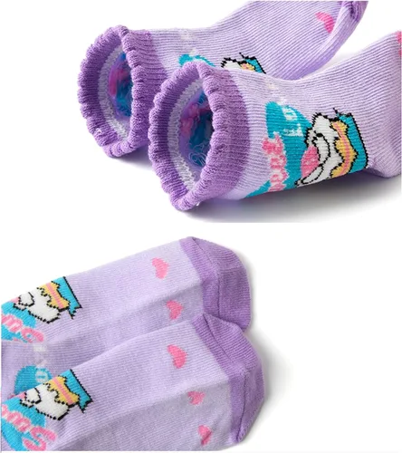 Vista 3 de Fly love Paquete de 12 calcetines antideslizantes para bebés y niñas pequeñas, con suela de algodón