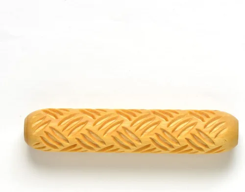 Vista 2 de MKM Pottery Tools Rodillos de mano grandes de madera para arcilla (BHR-01 Diagonal Basketweave)