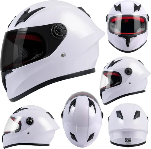 Vista 2 de Casco de motocicleta para niños, casco de cara completa para jóvenes, casco ligero aprobado por DOT para motocross, ATV, todoterreno, cascos