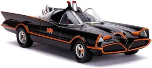 Vista 3 de Jada Toys DC Comics 1:32 Classic TV Series 1966 Batmobile - Coche fundido a presión con figura de Batman, juguetes para niños y adultos