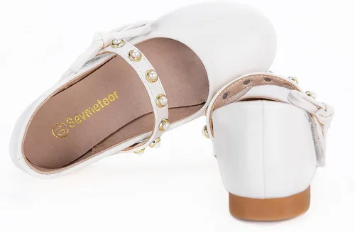 Vista 4 de Zapatos planos de bailarina Mary Jane para niñas pequeñas, zapatos de vestir para bodas, fiestas, ballet, zapatos planos