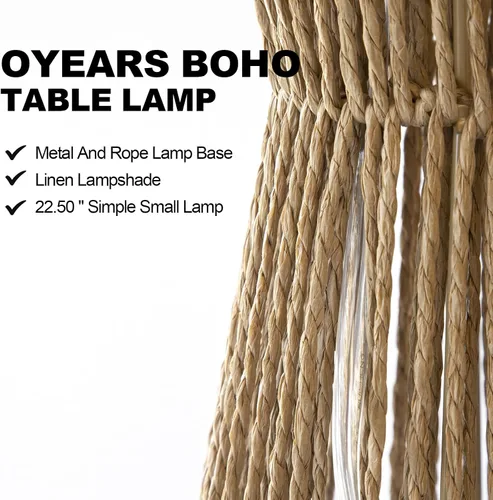 Vista 2 de OYEARS Lámparas de mesa de 22.5" para sala de estar, juego de 2 lámparas boho para dormitorios, lámpara de mesita de noche para veladores, lámpara