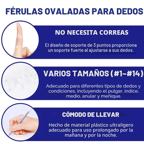 Vista 6 de 10 piezas de kit de férulas y mangas de dedo ovaladas transparentes, 6 férulas graduadas para dedo gatillo y 4 mangas de dedo para dedo