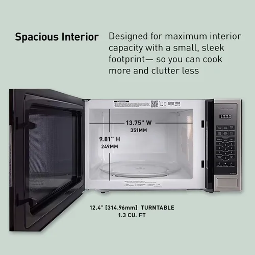 Vista 6 de Panasonic Horno de microondas, 1.3 pies³ 1000W encimera Microondas con sensor Genius de cocción - NN-SU66LS (acero inoxidable)