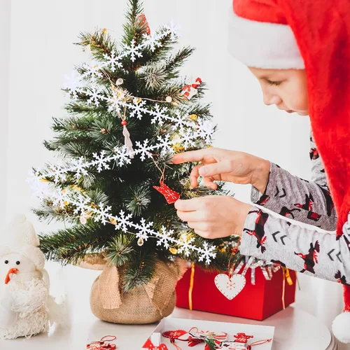 Vista 3 de BESTOYARD Cinta de copo de nieve de 16.4 pies con ribete de poliéster blanco para decoración de árbol de Navidad, cinta de vacaciones para envolver