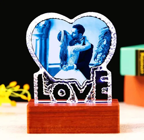 Vista 8 de Regalos de fotos personalizados de cristal – Marcos de fotos en forma de corazón, cumpleaños, aniversario, boda, Navidad, regalos para novia