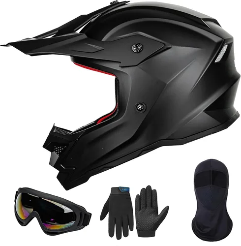 Vista 10 de ILM Casco ATV Juvenil para Niños Dirt Bike Motocross BMX Todoterreno Motocicleta Go Kart Casco DOT ECE Modelo Z705 (Chicle, S)