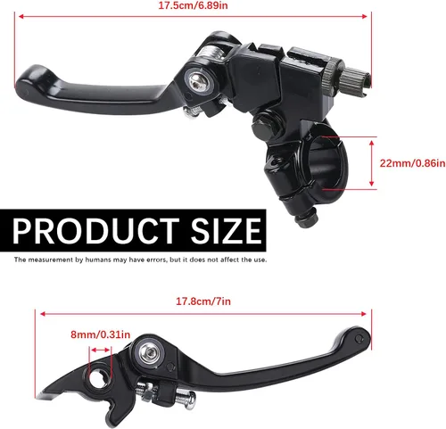 Vista 2 de Palanca de freno de embrague de aluminio plegable negra para manillar de 0.866 in 7/8 pulgadas 110cc 125cc 140cc TTR 125cc SSR Xmotos Apollo 125 Pit