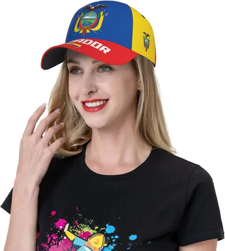 Vista 7 de Gorra de béisbol ecuatoriana con la bandera de Ecuador con impresión completa 3D para adultos, unisex, ajustable, gorra patriótica de fútbol, bandera