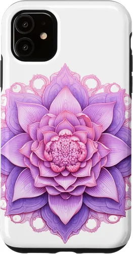 Vista 5 de iPhone 14 Lotus Flower Mandala Circle Rosa Mujeres Yoga Meditación Caso