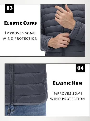 Vista 6 de TACVASEN Chaqueta acolchada con capucha para hombre, impermeable, impermeable, con aislamiento, ligera, cortavientos, acolchada