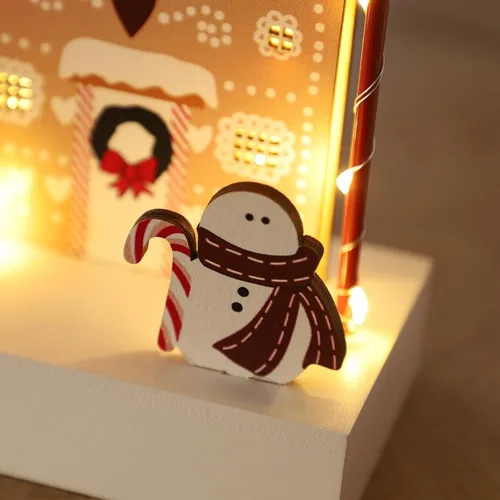 Vista 5 de Decoración de Mesa de Navidad, Decoraciones Iluminadas de Madera, Decoraciones de Mesa de Navidad Operadas a Batería para Interiores