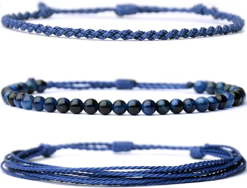 Vista 35 de Pulsera curativa hecha a mano con cuentas de piedra natural, regalo para hombres, pulsera de cuerda ajustable
