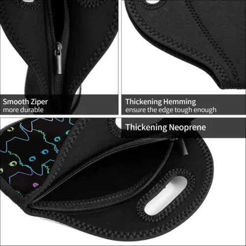 Vista 7 de Nerxy Bolsa de almuerzo de neopreno con aislamiento para gatos, bolsa pequeña para niños y adultos, bolsa térmica negra, contenedor reutilizable