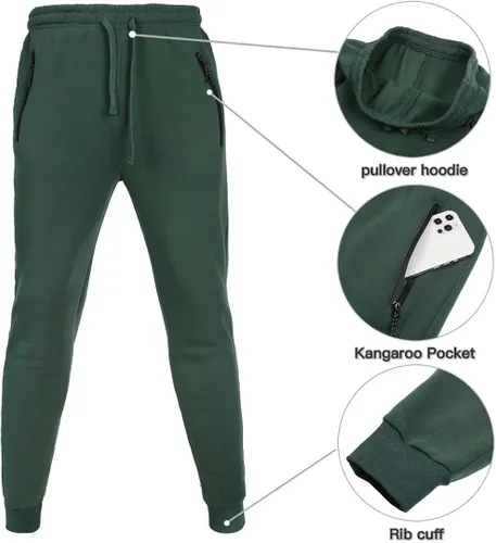 Vista 4 de AKsit Conjunto deportivo de 2 piezas con capucha para hombre, conjunto deportivo de moda