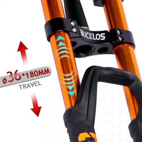 Vista 3 de BUCKLOS Horquilla de suspensión de aire cuesta abajo 27.5/29 0.591 x 4.331 in Boost Tapered, Travel 7.087 in 1.417 in Tubo interior a través del eje