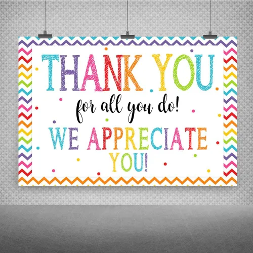 Vista 4 de Telón de fondo de 5 x 3 pies con texto en inglés "Thank You for All You Do Felicitaciones Graduados" Be Thankful to The Teacher Doctor Staff We