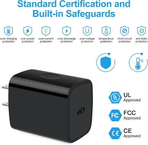Vista 3 de Cargador tipo C, cargador de pared USB C de 20 W PD de carga rápida y cable de carga de teléfono Android de 6 pies, compatible con iPhone 16 15 Pro
