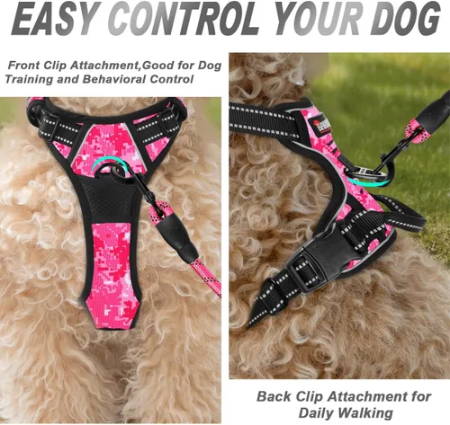 Vista 233 de BARKBAY - Arnés para perro sin tirones con clip frontal, material resistente y reflectante, asa de fácil control para pasear perros grandes