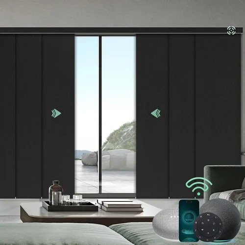 Vista 24 de Yoolax Persianas de puerta corredera inteligentes XL personalizadas, persianas motorizadas compatibles con Alexa, persianas de tela opacas Basalto