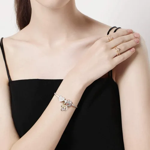 Vista 6 de JIAYIQI Collar con dije de plata de ley 925 con dije de corazón de oro de 18 quilates para mujer de 16, 18, 21, 30, 40, 50, 60