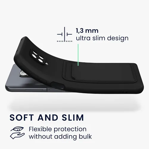 Vista 2 de kwmobile Funda compatible con Xiaomi Redmi Note 9S / 9 Pro / 9 Pro Max - Funda para teléfono TPU con tarjetero - Negro mate