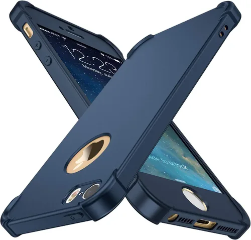 Vista 10 de ORETECH - Funda diseñada para iPhone 5/5S / SE (2016), con [2 protectores de pantalla de vidrio templado] cuerpo completo de 360° para iPhone SE