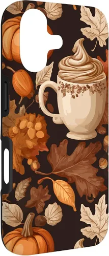 Vista 3 de Warm Autumn Stylish Coffee Cup Design - Fall Leaves Pattern Case for iPhone 17