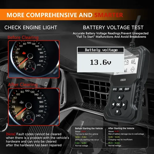 Vista 3 de Escáner OBD2, Herramienta de Diagnóstico de Escáner de Coche V410: Lector de Códigos de Falla del Motor, Herramienta de Escaneo con Datos