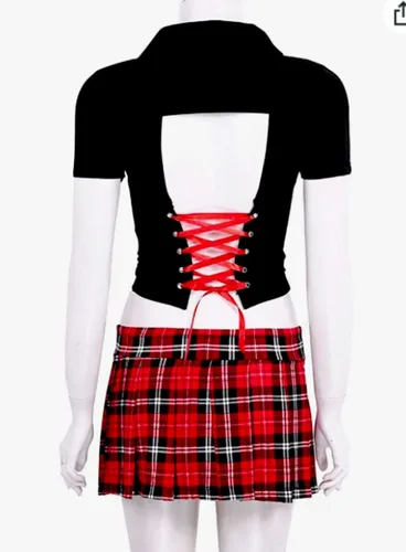 Vista 7 de Disfraz de lencería para mujer, juego de rol, conjunto de lencería sexy y traviesa para colegiala