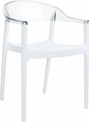 Vista 12 de Compamia Carmen - Silla de comedor para patio con asiento blanco brillante (juego de 2)