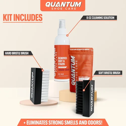 Vista 2 de Quantum Shoe Care Kit de limpiador de zapatillas limpiar, acondicionar y desodorizar (3 en 1) limpiador instantáneo de zapatos para zapatos blancos