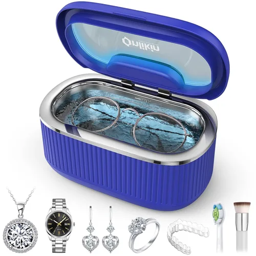 Vista 14 de Limpiador ultrasónico de joyas de 35W, limpiador de retenedor de 45KHz para joyas, 5 temporizadores y 3 modos de potencia, para anteojos, anillos