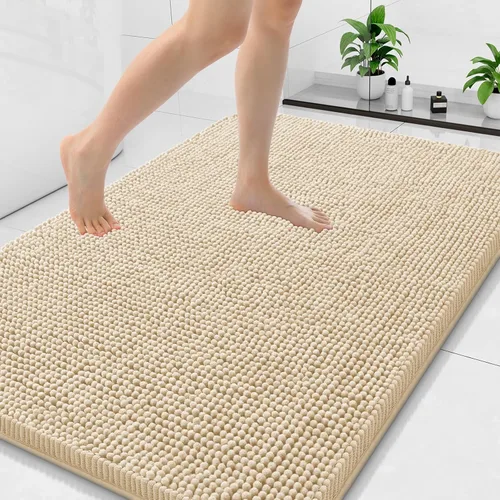 Vista 111 de Arotive Alfombras de baño de felpilla extrasuaves y absorbentes, de 24 x 16 pulgadas, lavables a máquina, parte trasera de goma antideslizante