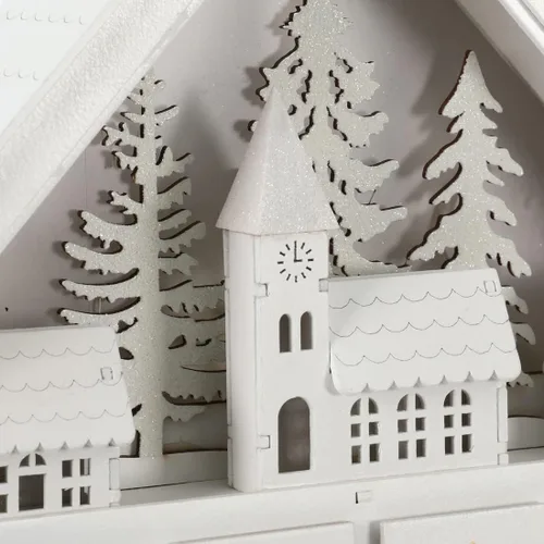 Vista 6 de Calendario de Adviento de madera de Navidad con 24 cajones, cuenta regresiva para Navidad para niños, decoración LED del hogar, 16.25 pulgadas