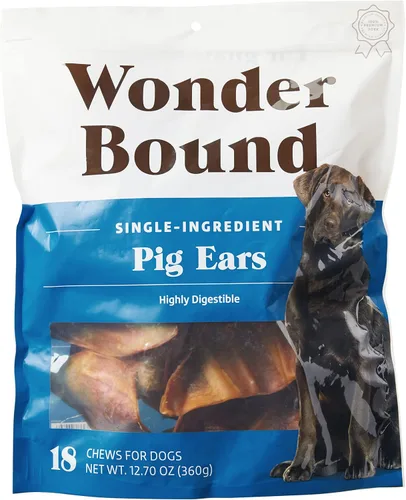 Vista 8 de Amazon Brand – Wonder Bound - Golosinas de orejas enteras de cerdo para perros, cerdo, 6 onzas, 6 unidades (paquete de 1)